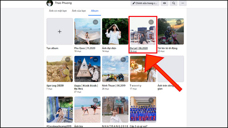 chọn album m&agrave; chứa ảnh bạn muốn chuyến.